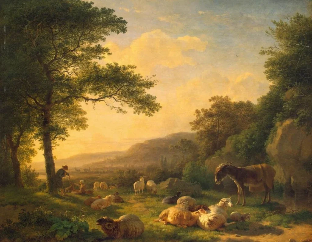 1800 - Balthasar Paul Ommeganck - Paysage avec un troupeau de moutons