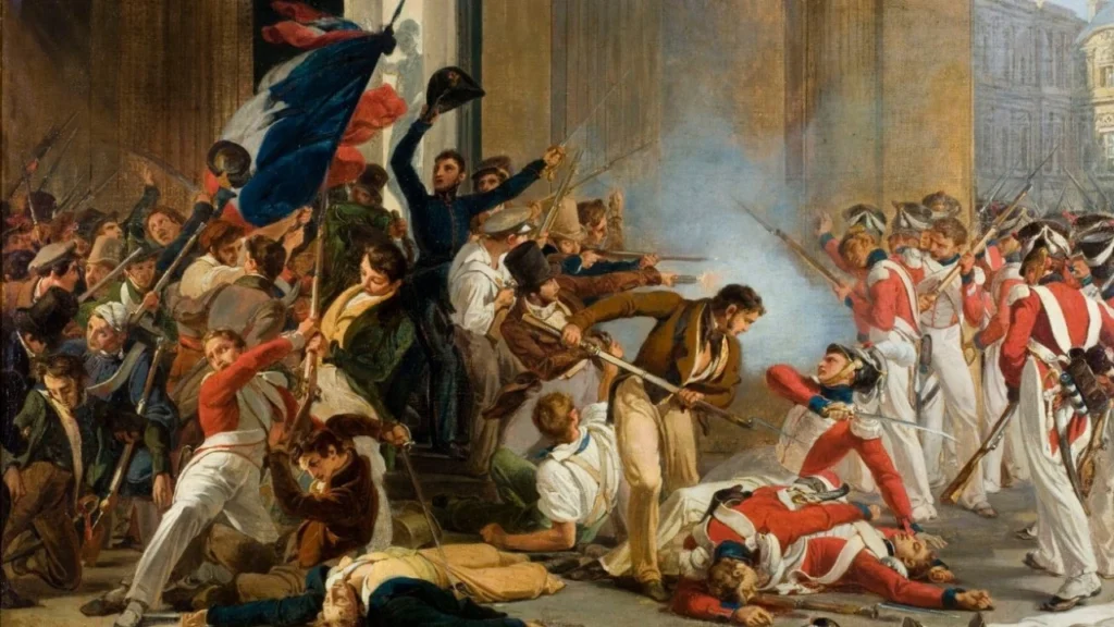 1832 - Jean-Louis Bézard - Prise du Louvre le 29 juillet 1830, massacre des gardes suisses