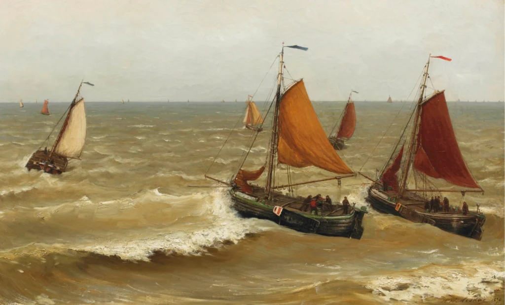 1870 - Hendrik Mesdag - Bomschuiten in de golven voor de kust van Scheveningen